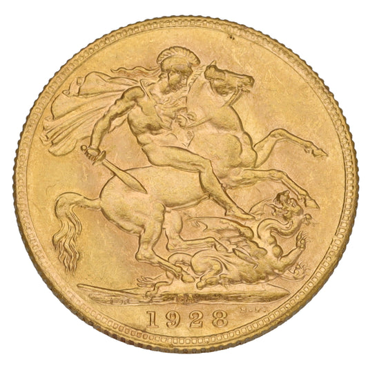 22ct Gold King George V Full Sovereign Coin 1928