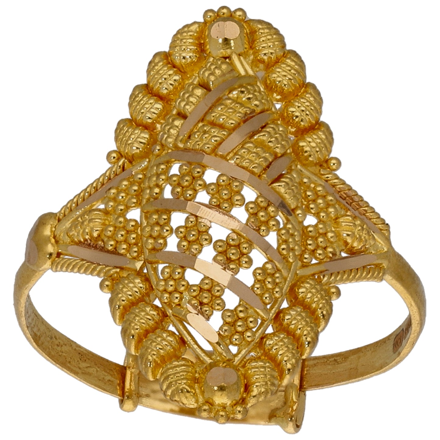 New 22ct Gold Beaded Shield Adjustable Ring