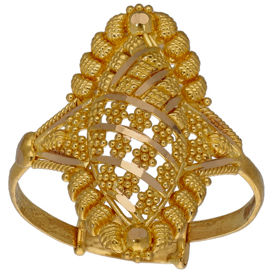 New 22ct Gold Beaded Shield Adjustable Ring