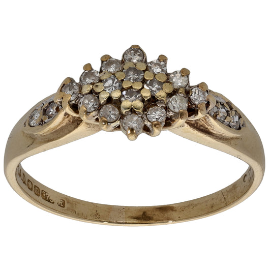 9ct Gold 0.25ct Diamond Cluster Ring Size M