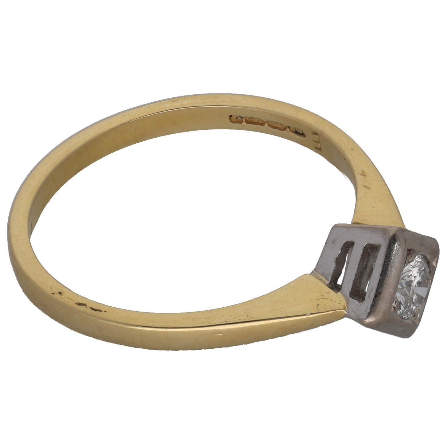18ct Bi-Colour Gold 0.15ct Diamond Solitaire Ring Size O