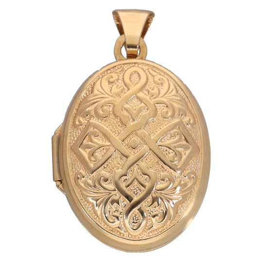 9ct Gold Patterned Locket Pendant