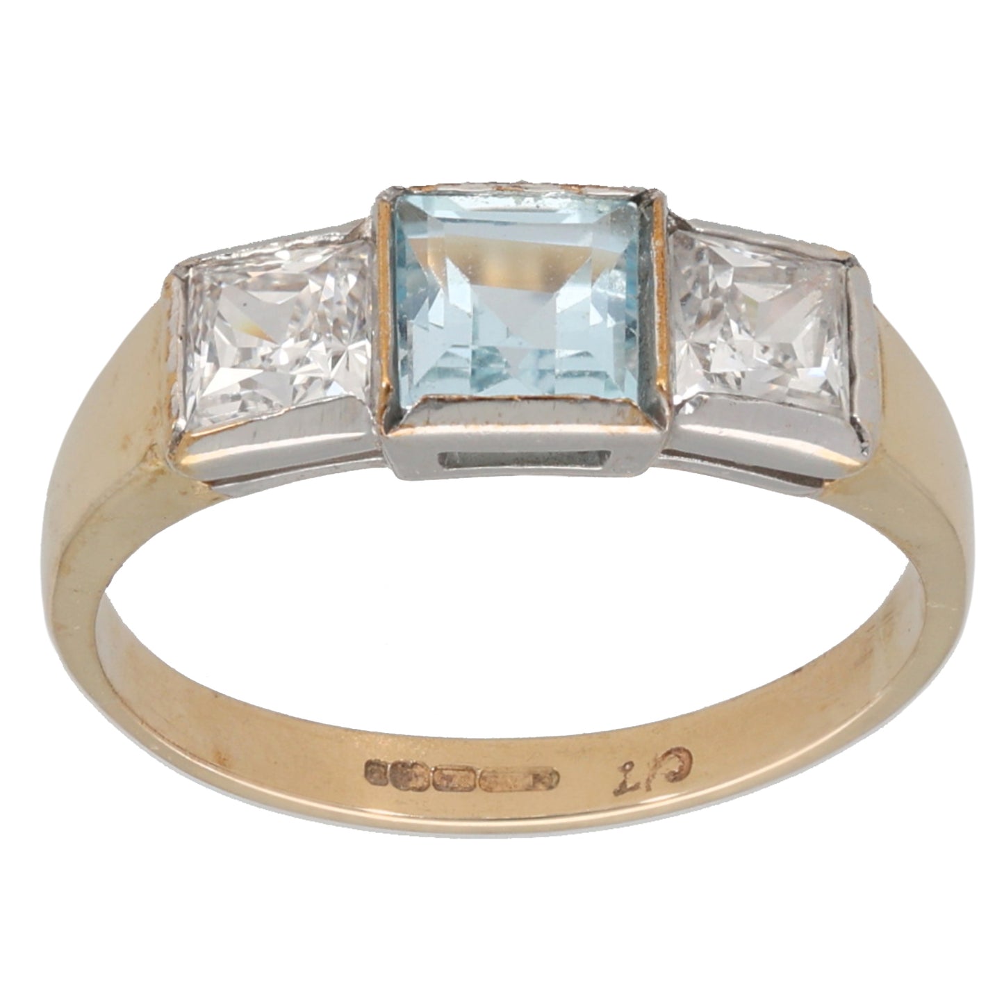 9ct Gold Topaz & Cubic Zirconia Trilogy Ring Size N