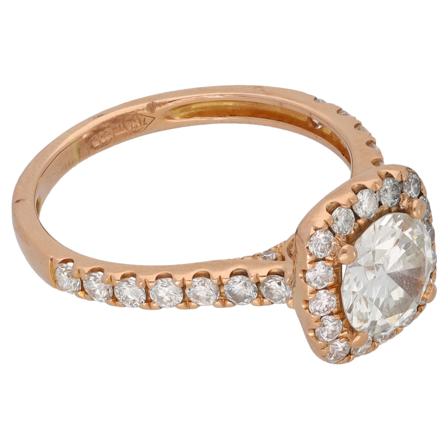 18ct Gold 1.44ct Diamond Halo Ring Size M