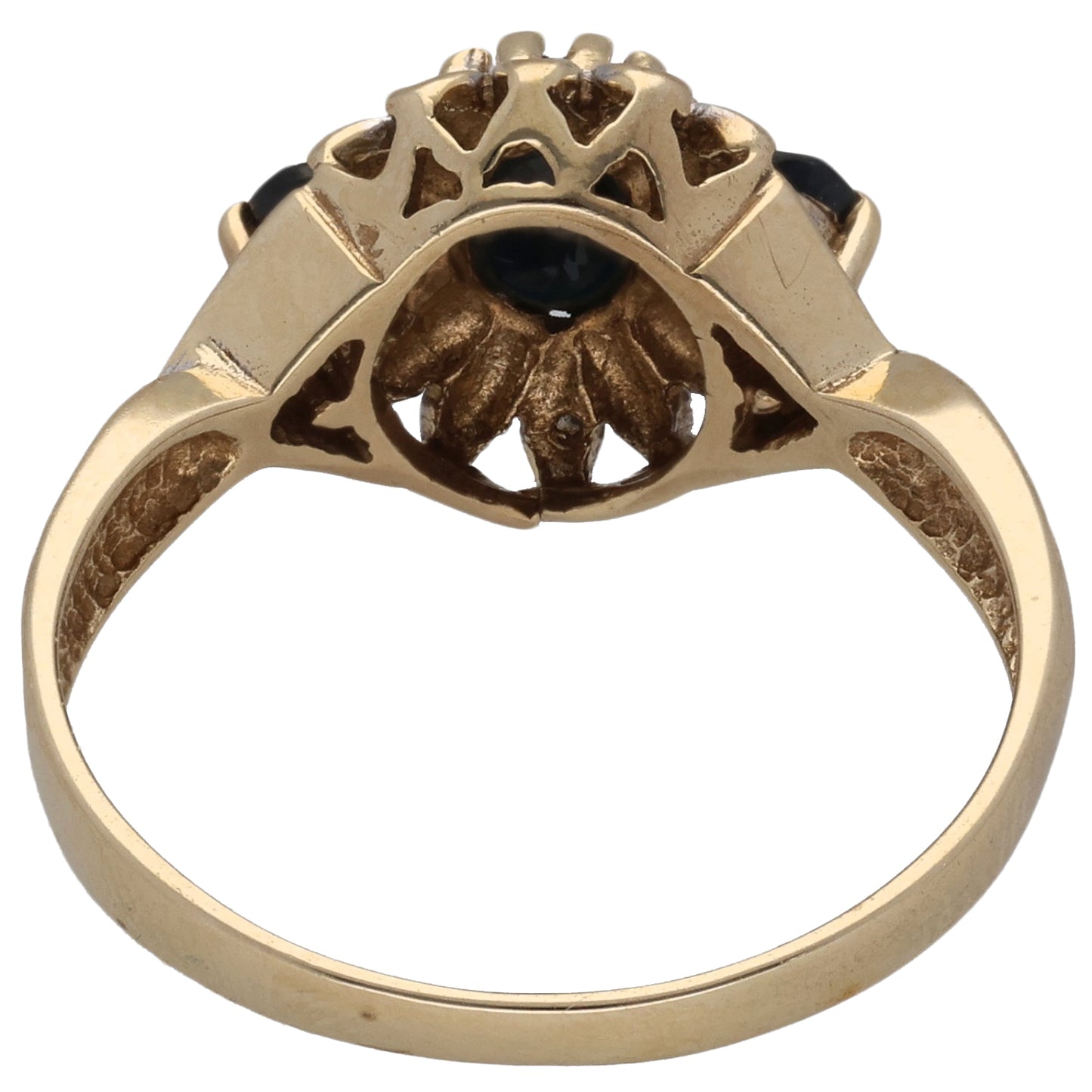 9ct Gold Sapphire & 0.01ct Diamond Dress/Cocktail Ring Size M