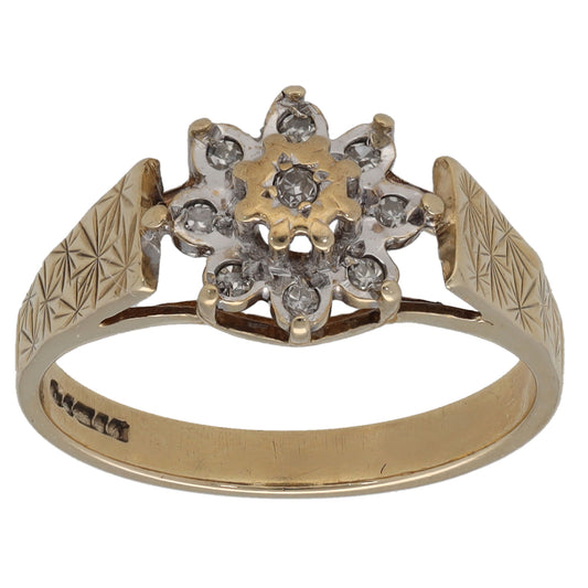 9ct Gold 0.045ct Diamond Cluster Ring Size K