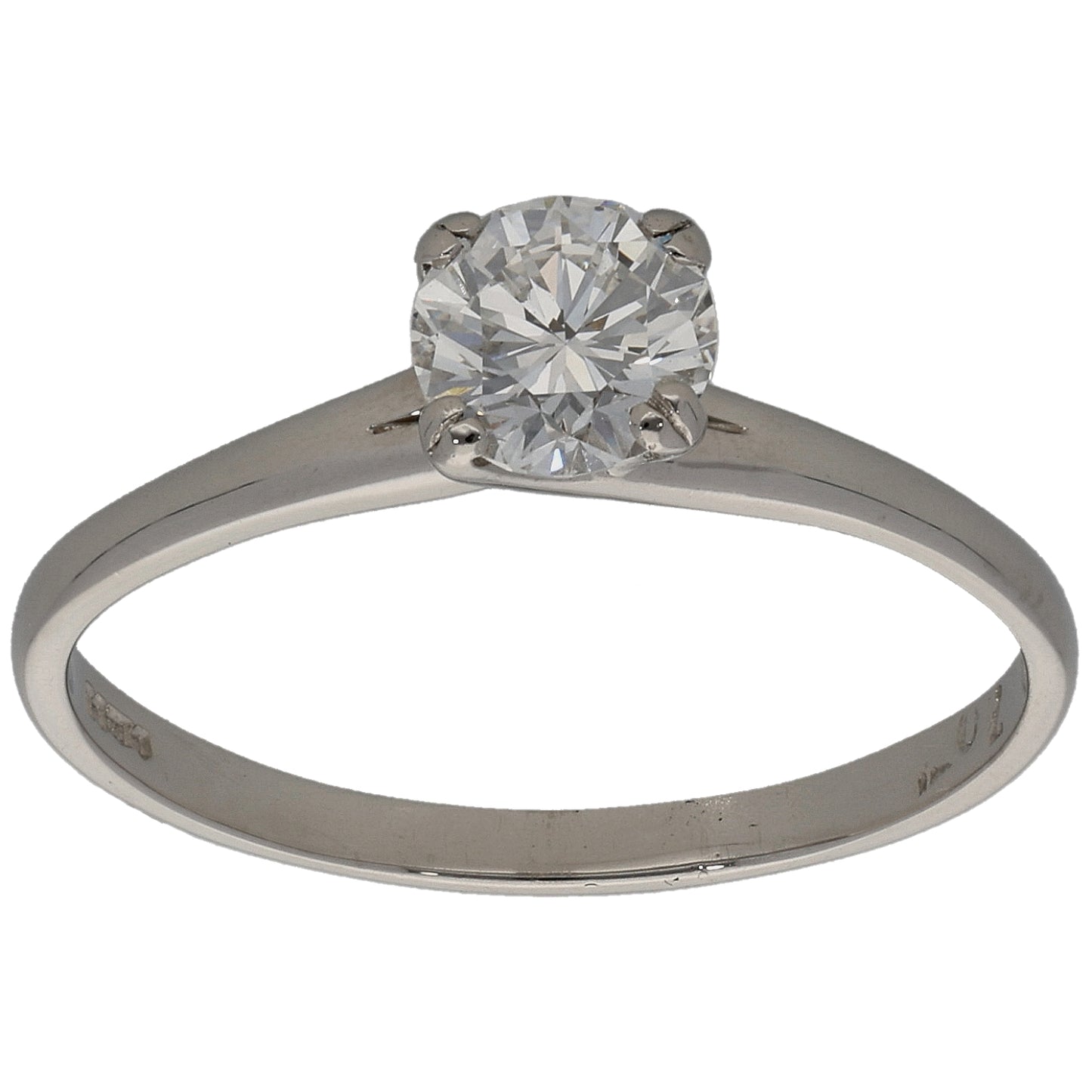 Platinum 0.70ct Diamond Solitaire Ring Size O
