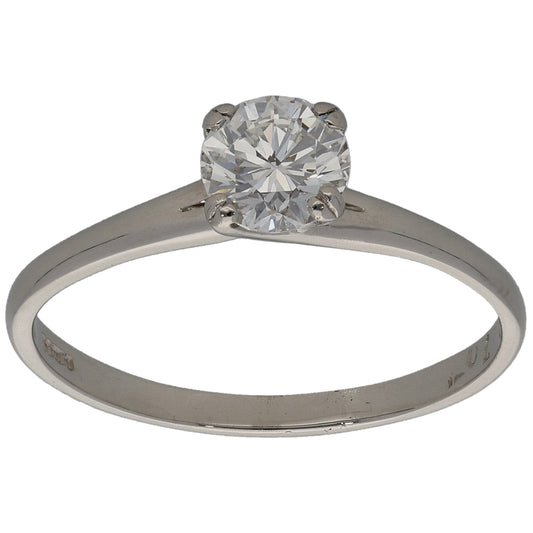 Platinum 0.70ct Diamond Solitaire Ring Size O