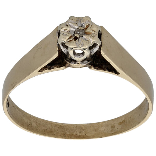 9ct Gold 0.005ct Diamond Solitaire Ring Size O