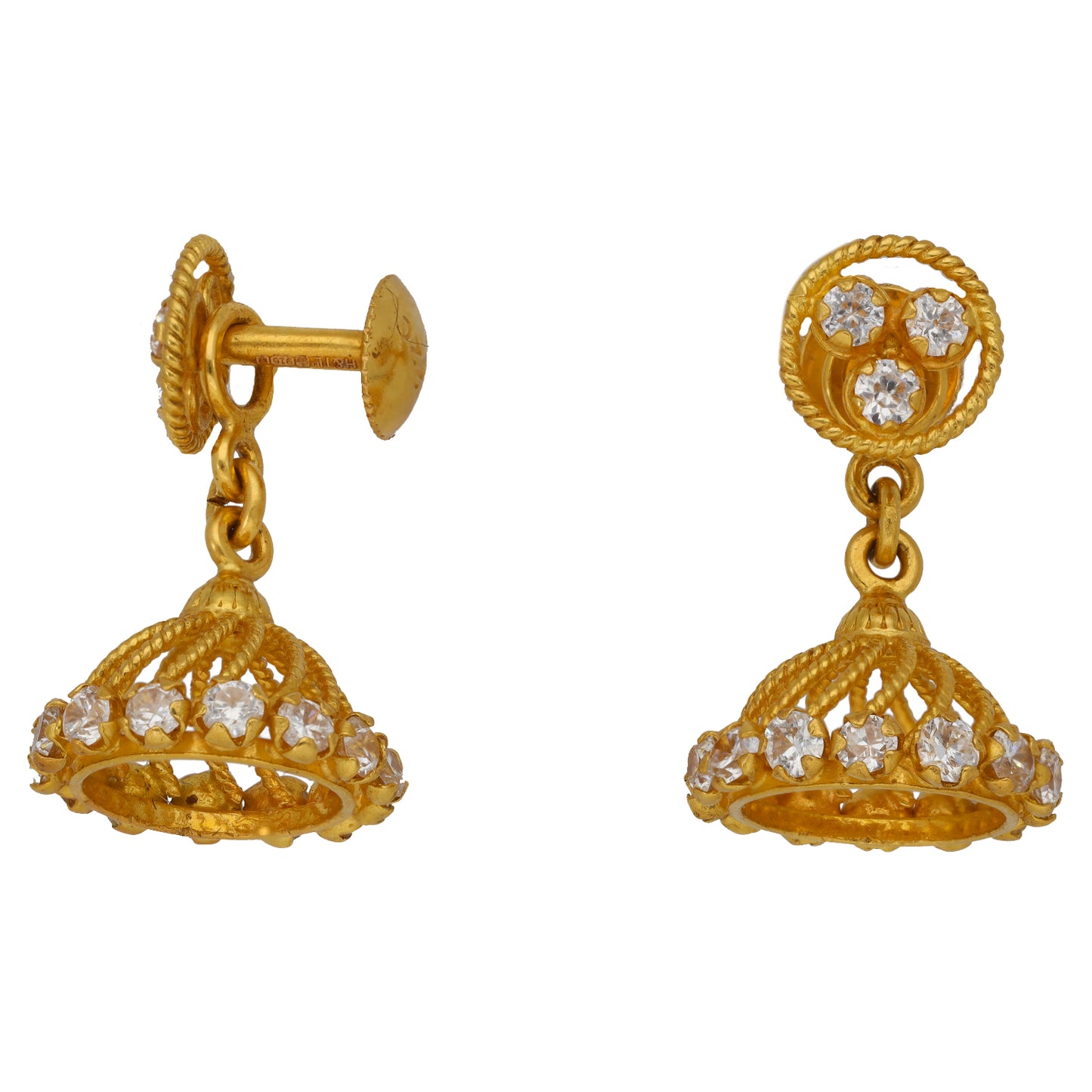 22ct Gold Cubic Zirconia Drop Earrings