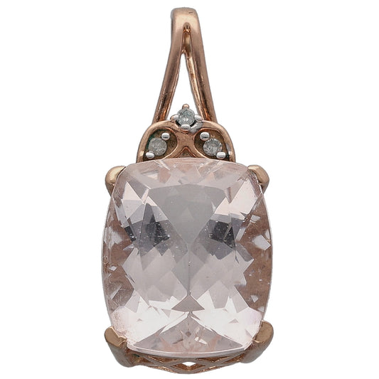9ct Rose Gold Morganite & 0.03ct Diamond Dress/Cocktail Pendant