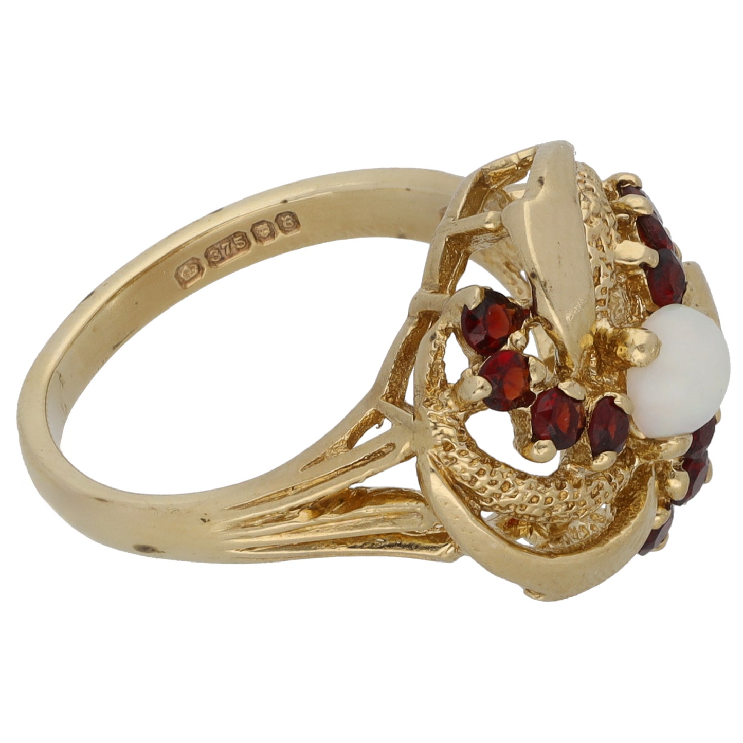 9ct Gold Opal & Garnet Dress/Cocktail Ring Size M