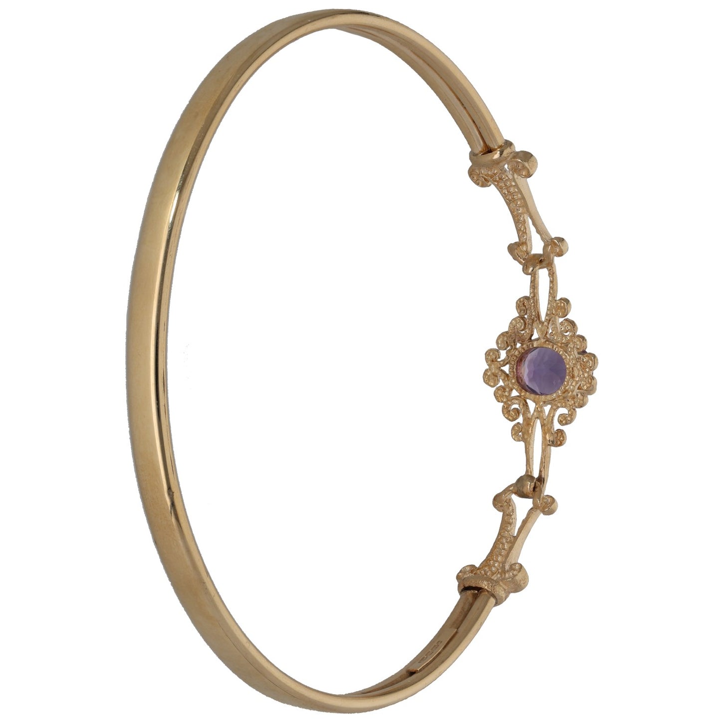 9ct Gold Amethyst Hinged/Clasp Bangle