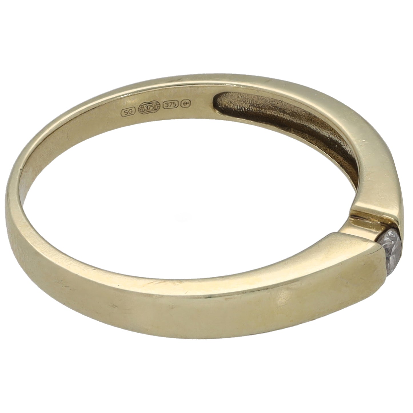 9ct Gold 0.07ct Diamond Solitaire Ring Size O