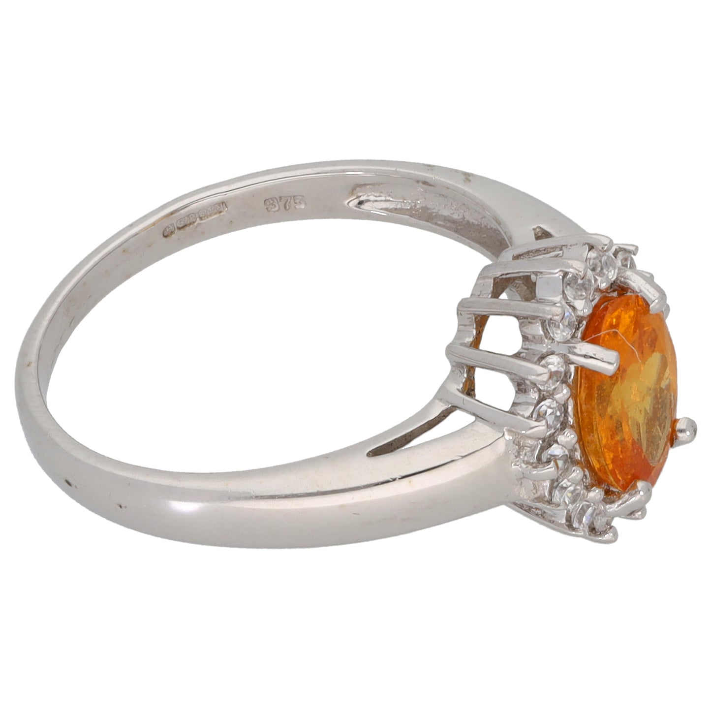 9ct White Gold Imitation Gems Cluster Ring Size N