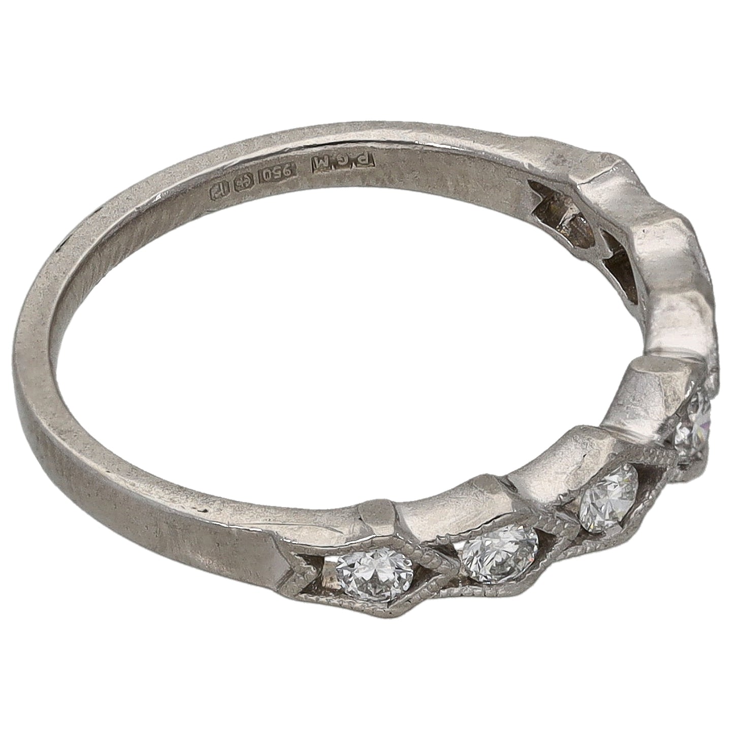 Platinum 0.42ct Diamond Half Eternity Ring Size K