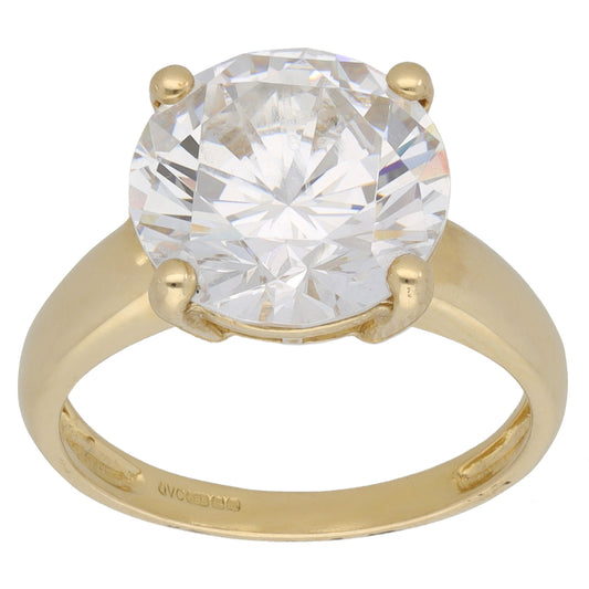 14ct Gold Cubic Zirconia Single Stone Ring Size L