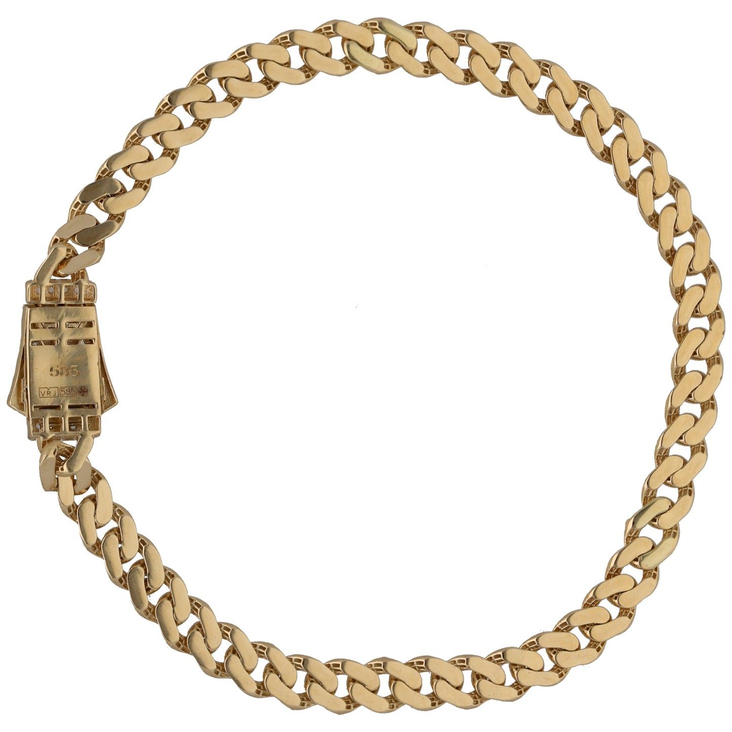 New 14ct Gold Greek Key Cubic Zirconia Cuban Bracelet