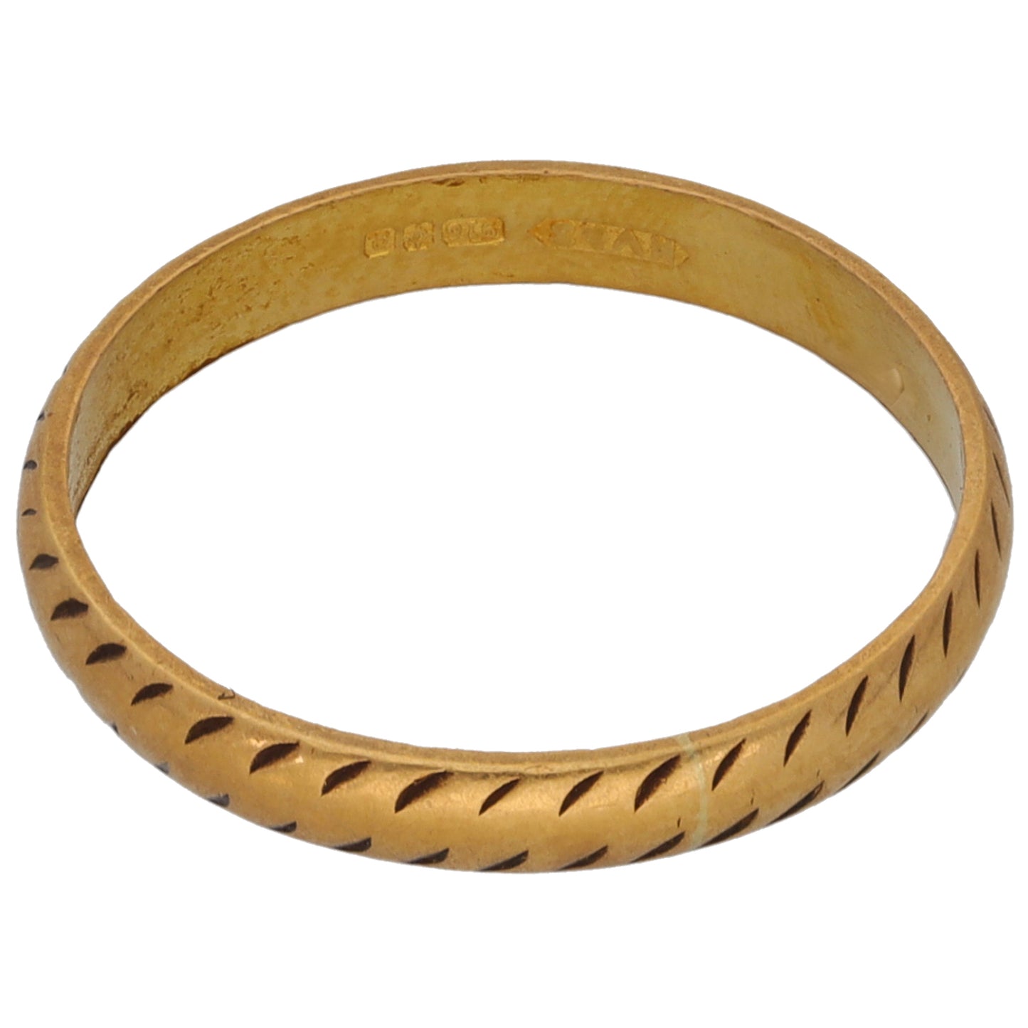 22ct Gold Patterned Wedding Ring Size M
