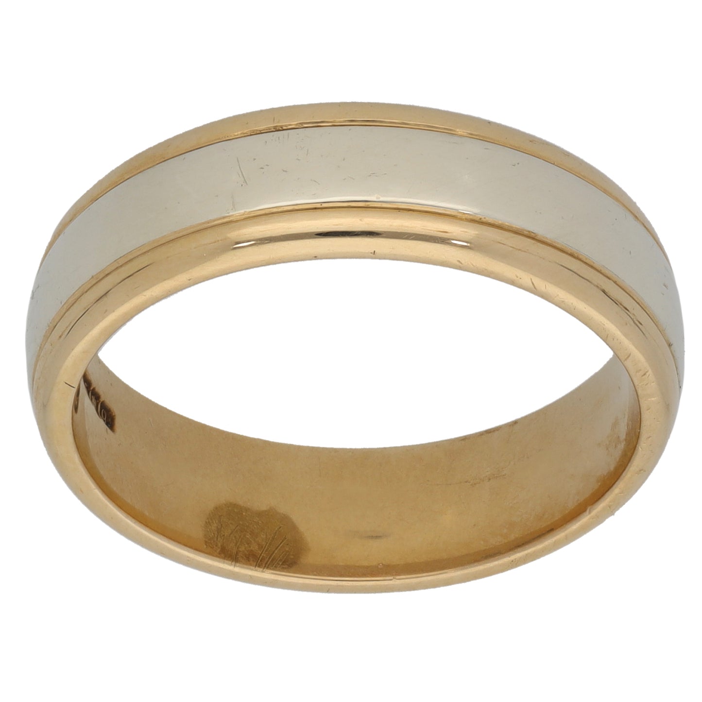 9ct Bi-Colour Gold Plain Wedding Ring Size R