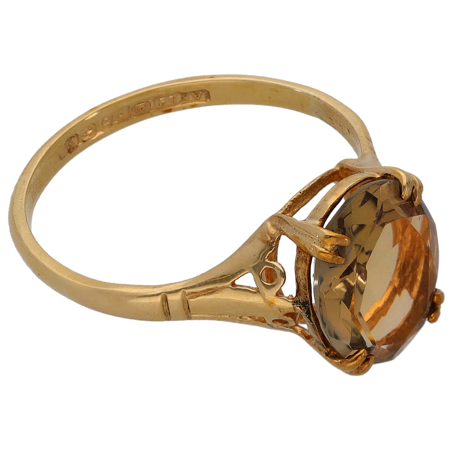9ct Gold Quartz Single Stone Ring Size N