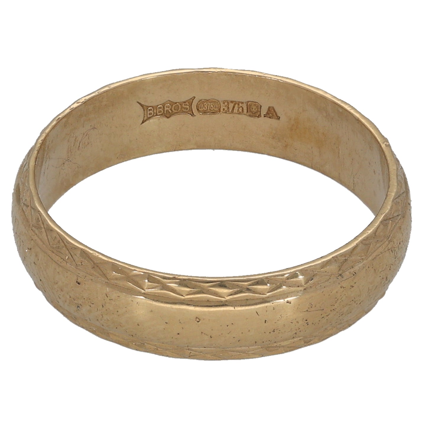 9ct Gold Patterned Wedding Ring Size N