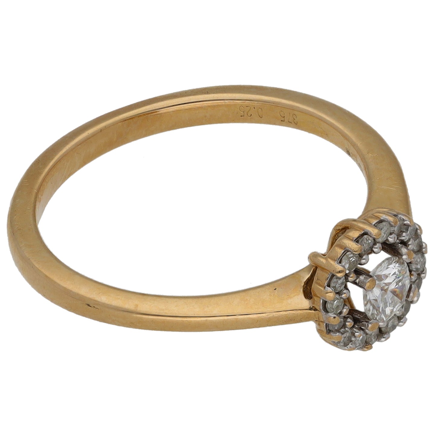 9ct Gold 0.25ct Diamond Halo Ring Size M