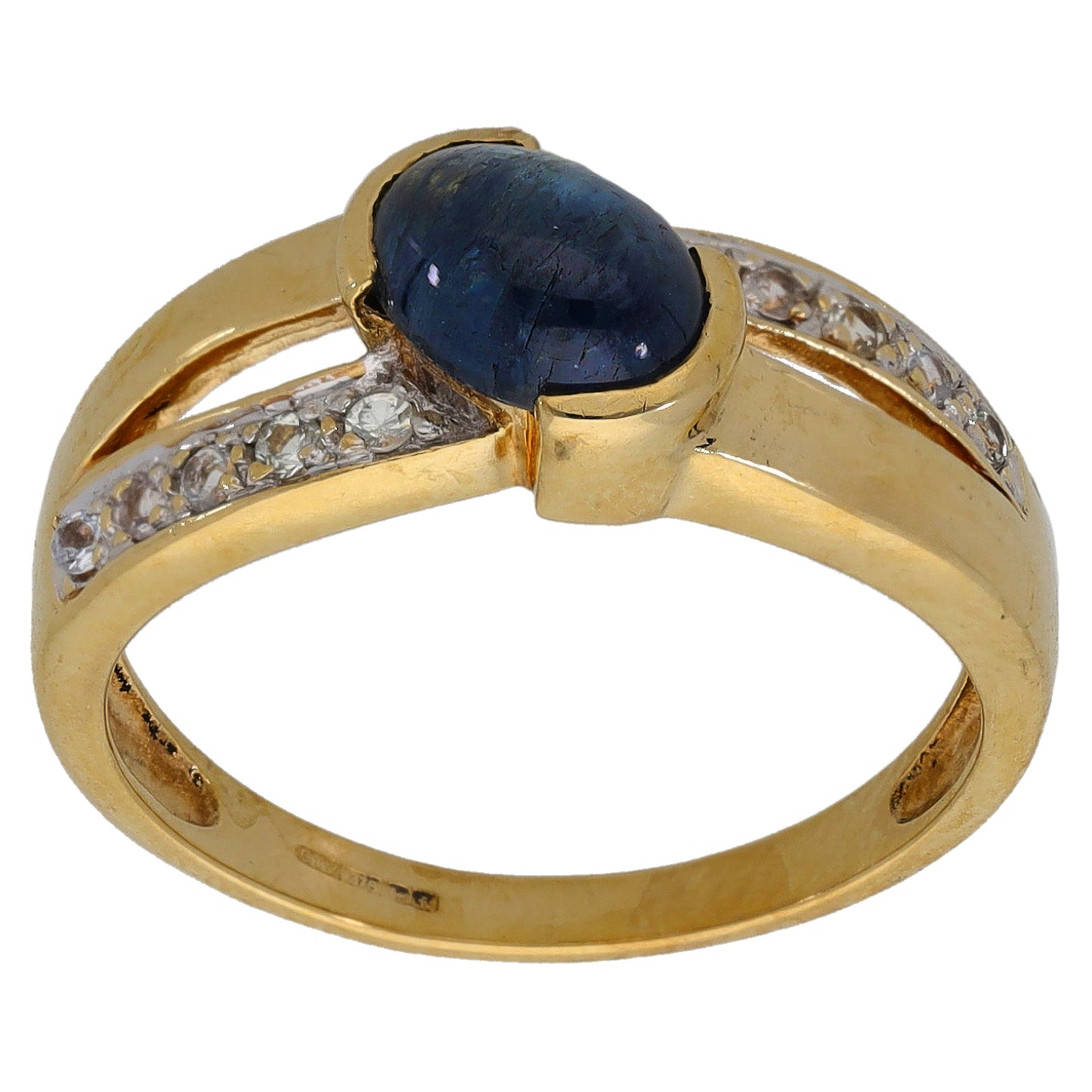 9ct Gold Sapphire Single Stone Ring With Accents Size N