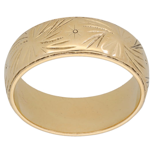 9ct Gold Patterned Wedding Ring Size O
