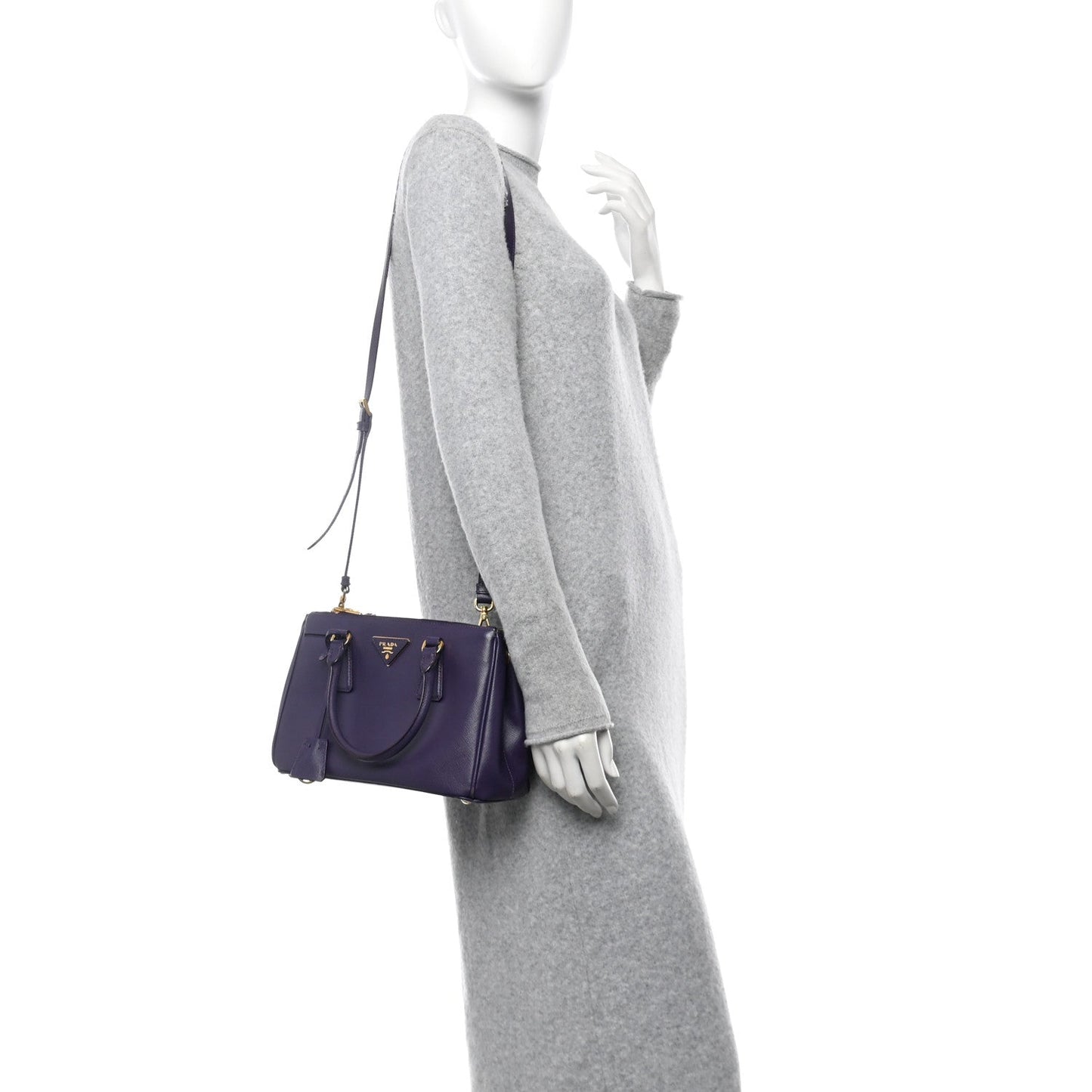 Prada Mini Galleria Tote Saffiano Lux Lamb Leather Bag - Uva