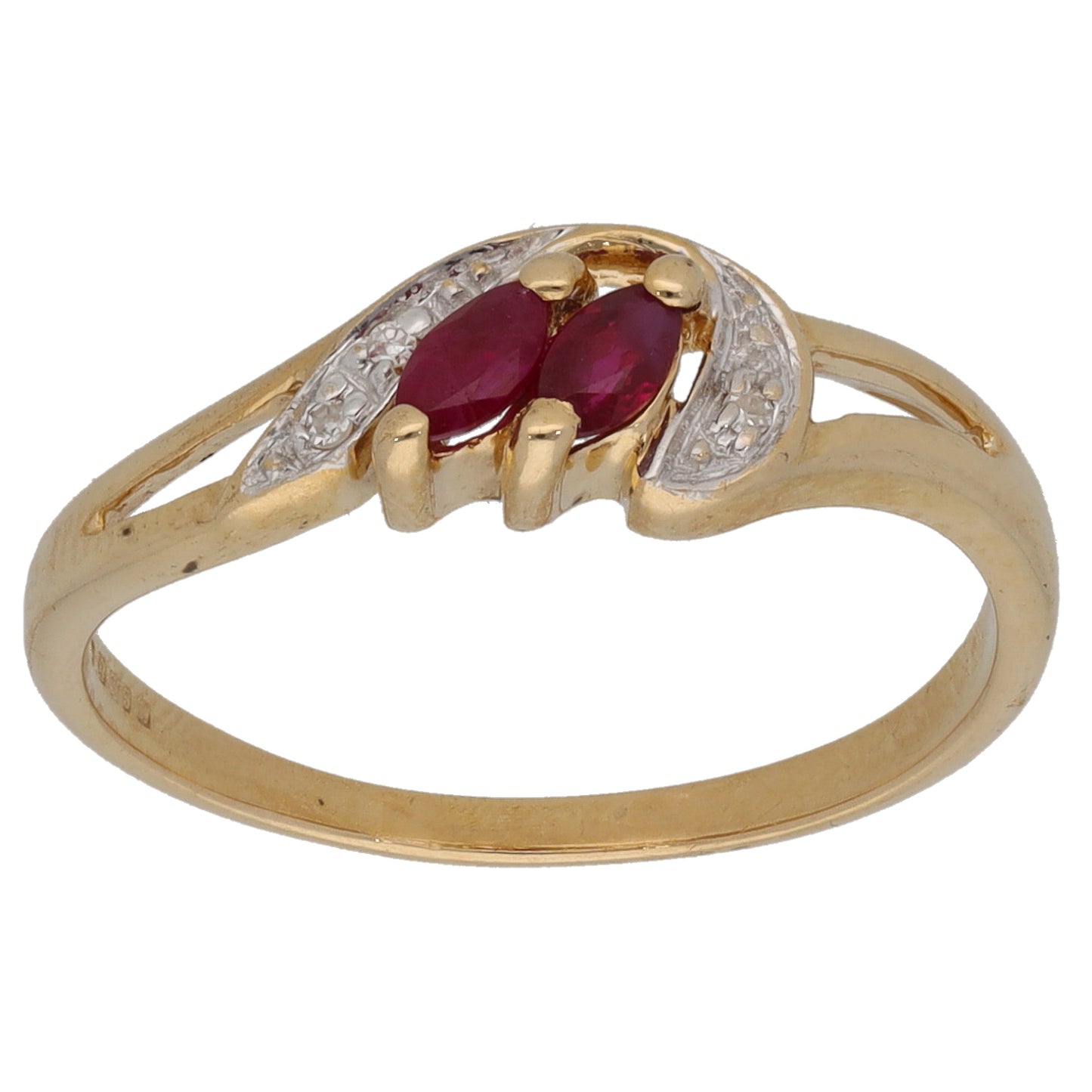 9ct Gold Ruby & 0.015ct Diamond Dress/Cocktail Ring Size M