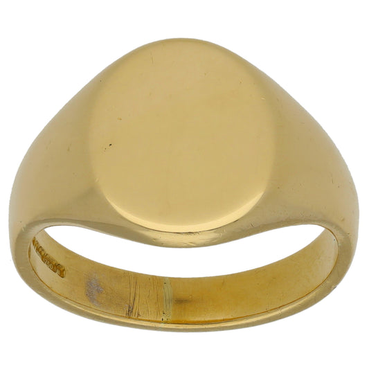 18ct Gold Plain Signet Ring Size Q