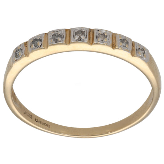 9ct Bicolour Gold 0.07ct Diamond Half Eternity Ring Size S