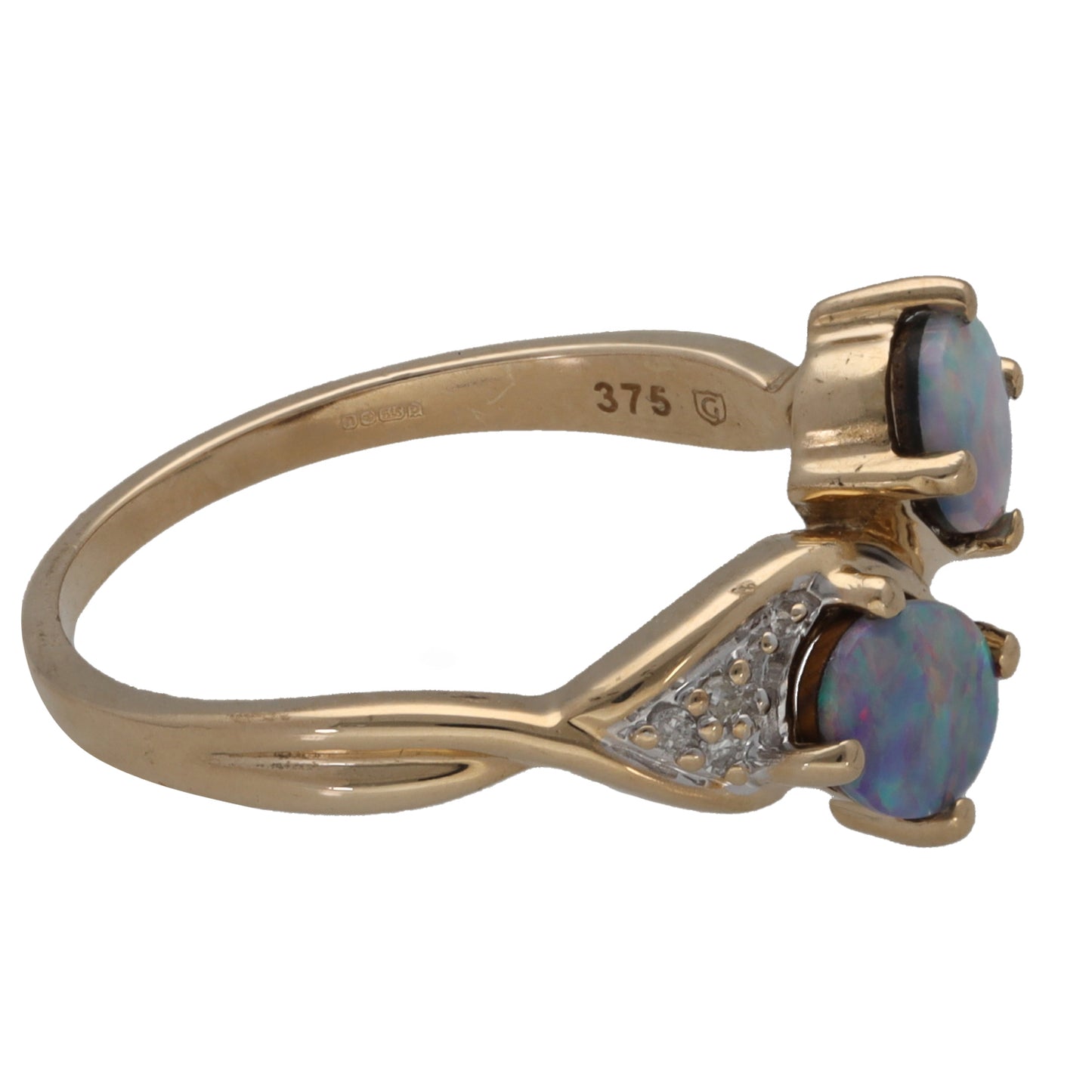 9ct Gold Opal Doublet & 0.03ct Diamond Dress/Cocktail Ring Size P
