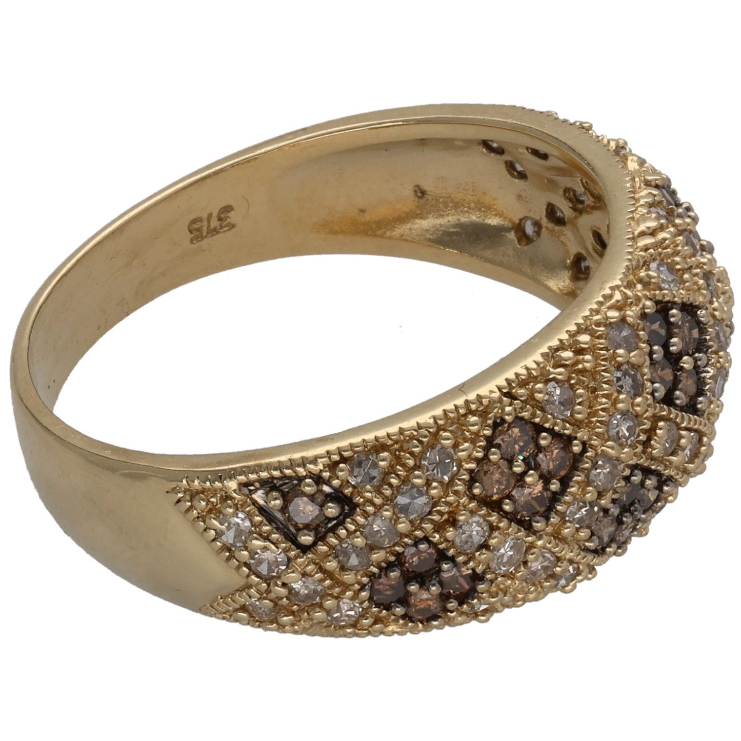 9ct Gold 0.77ct Diamond Dress/Cocktail Ring Size P