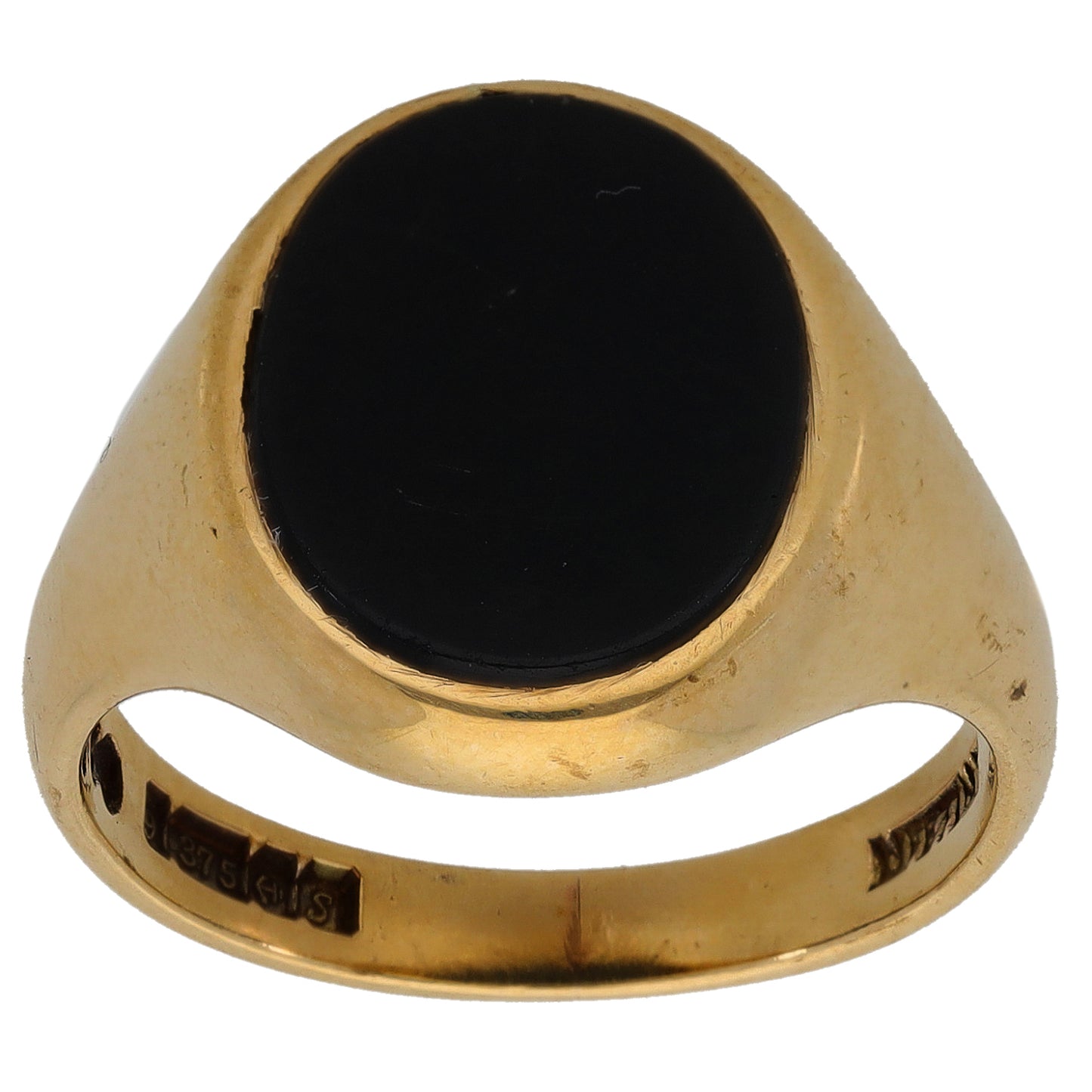 9ct Gold Onyx Single Stone Signet Ring Size Q