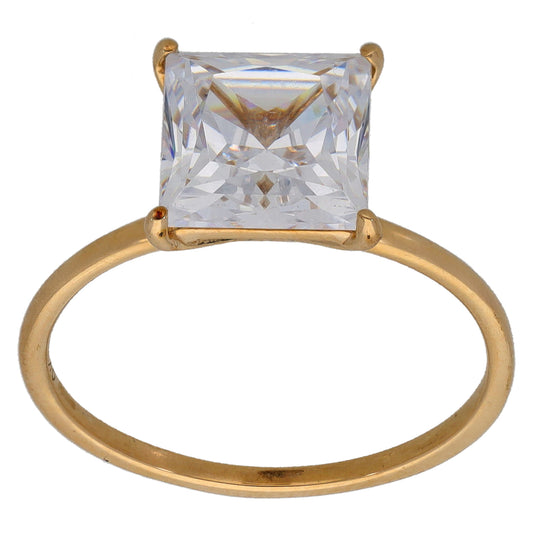 9ct Gold Cubic Zirconia Single Stone Ring Size N