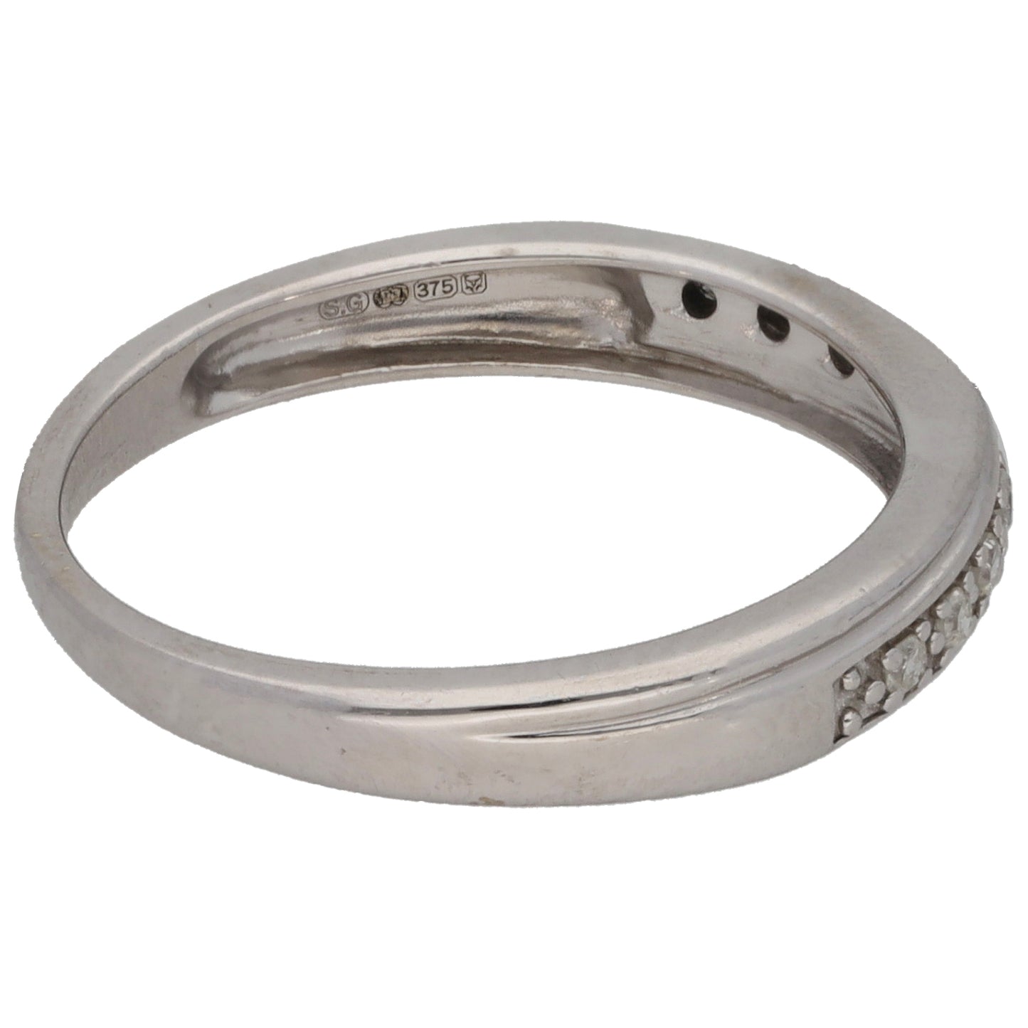 9ct White Gold 0.09ct Diamond Half Eternity Ring Size M