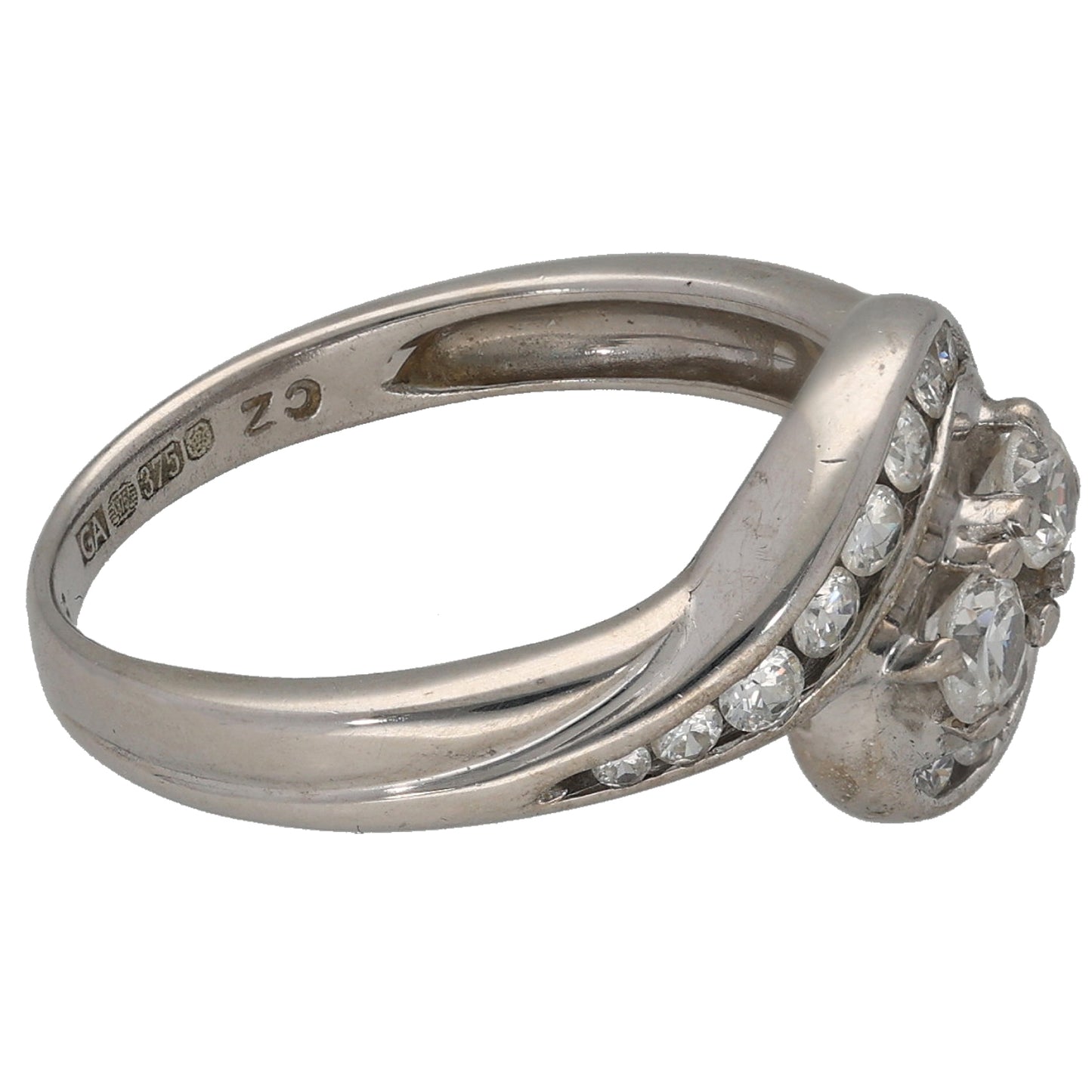 9ct White Gold Cubic Zirconia Dress/Cocktail Ring Size N