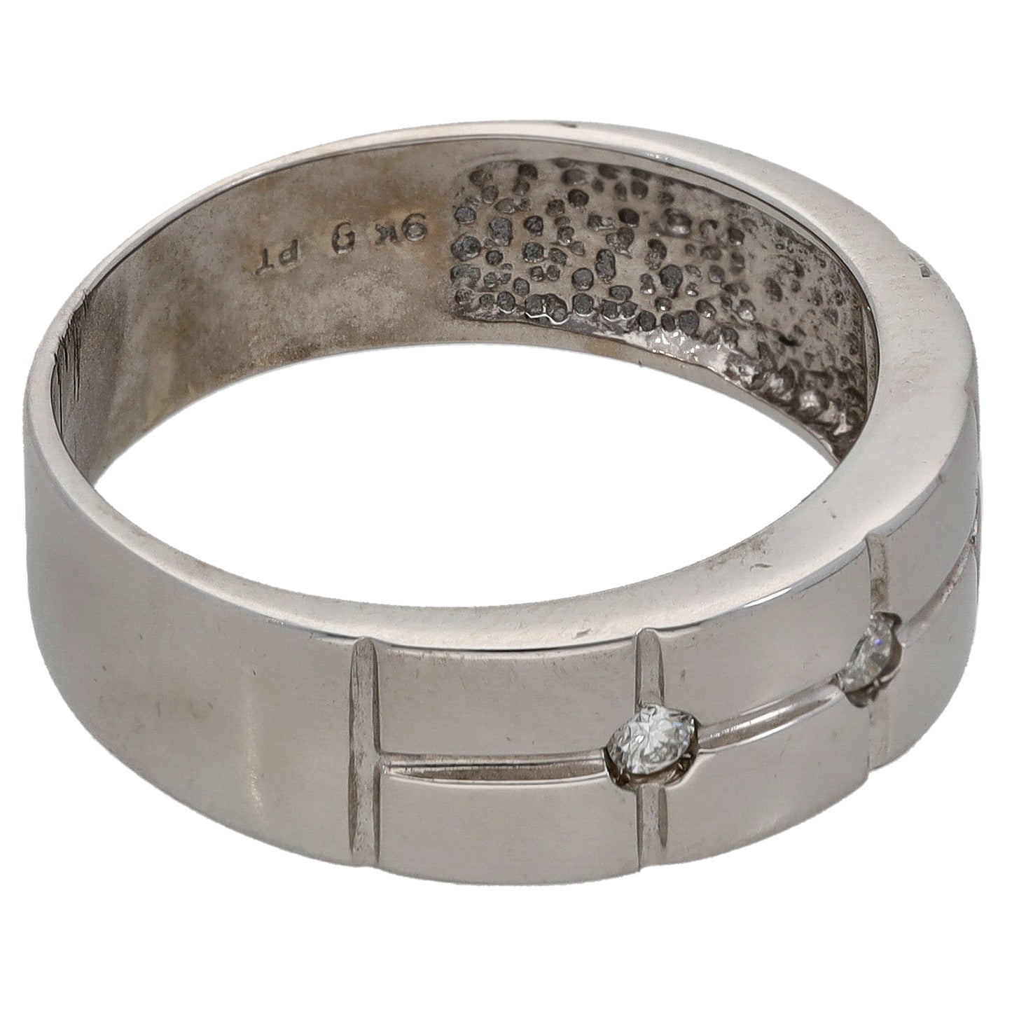 9ct White Gold 0.09ct Diamond Trilogy Ring Size R