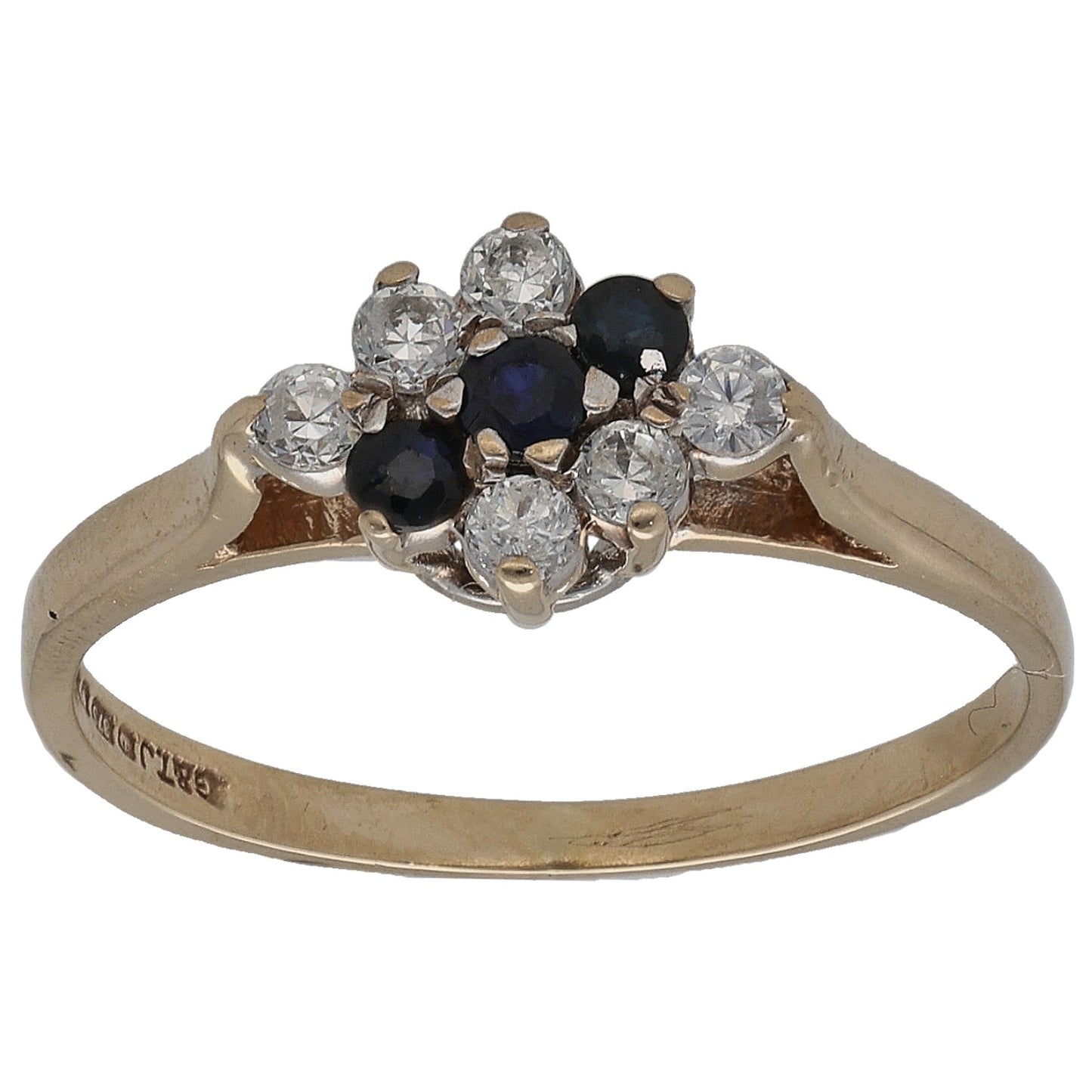9ct Gold Sapphire & Cubic Zirconia Dress/Cocktail Ring Size L