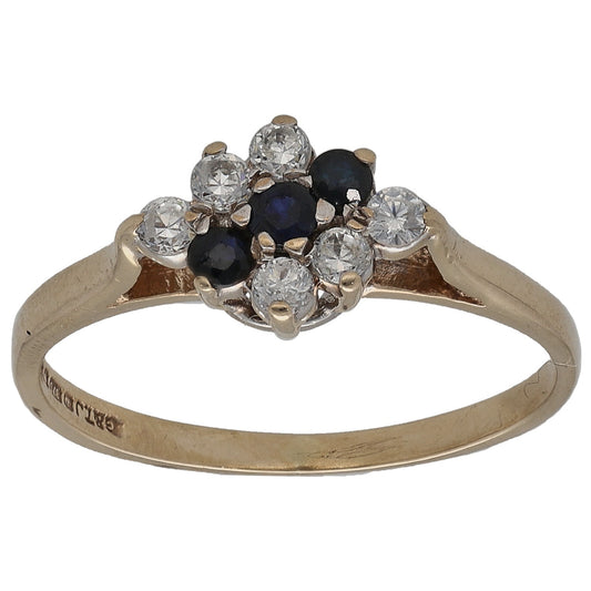 9ct Gold Sapphire & Cubic Zirconia Dress/Cocktail Ring Size L