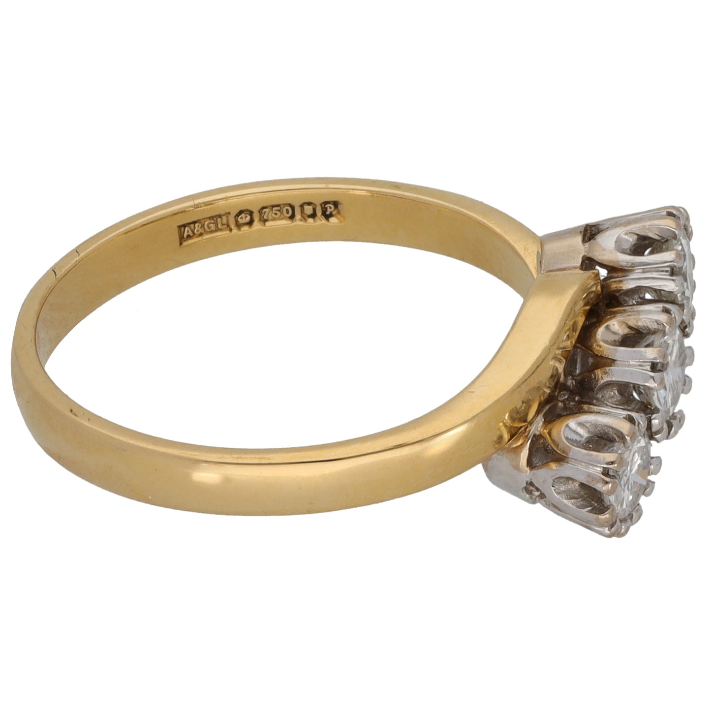 18ct Bicolour Gold 0.47ct Diamond Trilogy Ring Size O