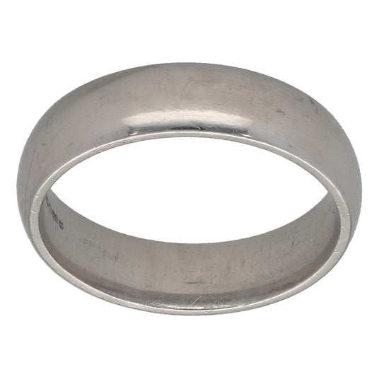 18ct White Gold Plain Wedding Ring Size N