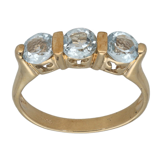 9ct Gold Topaz Trilogy Ring Size N