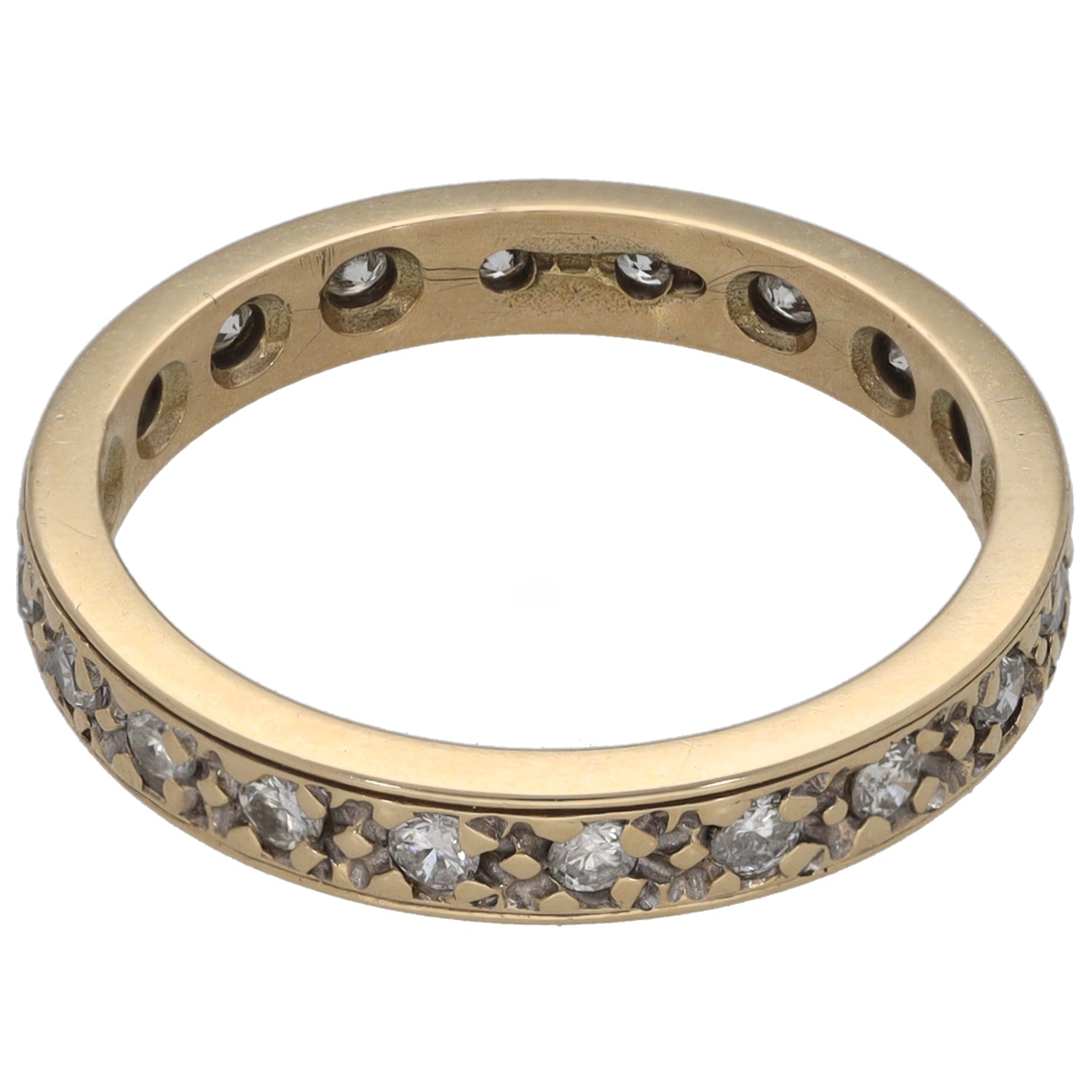 9ct gold eternity ring with round diamonds set around the full band