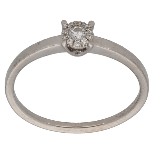 18ct White Gold 0.10ct Diamond Cluster Ring Size N