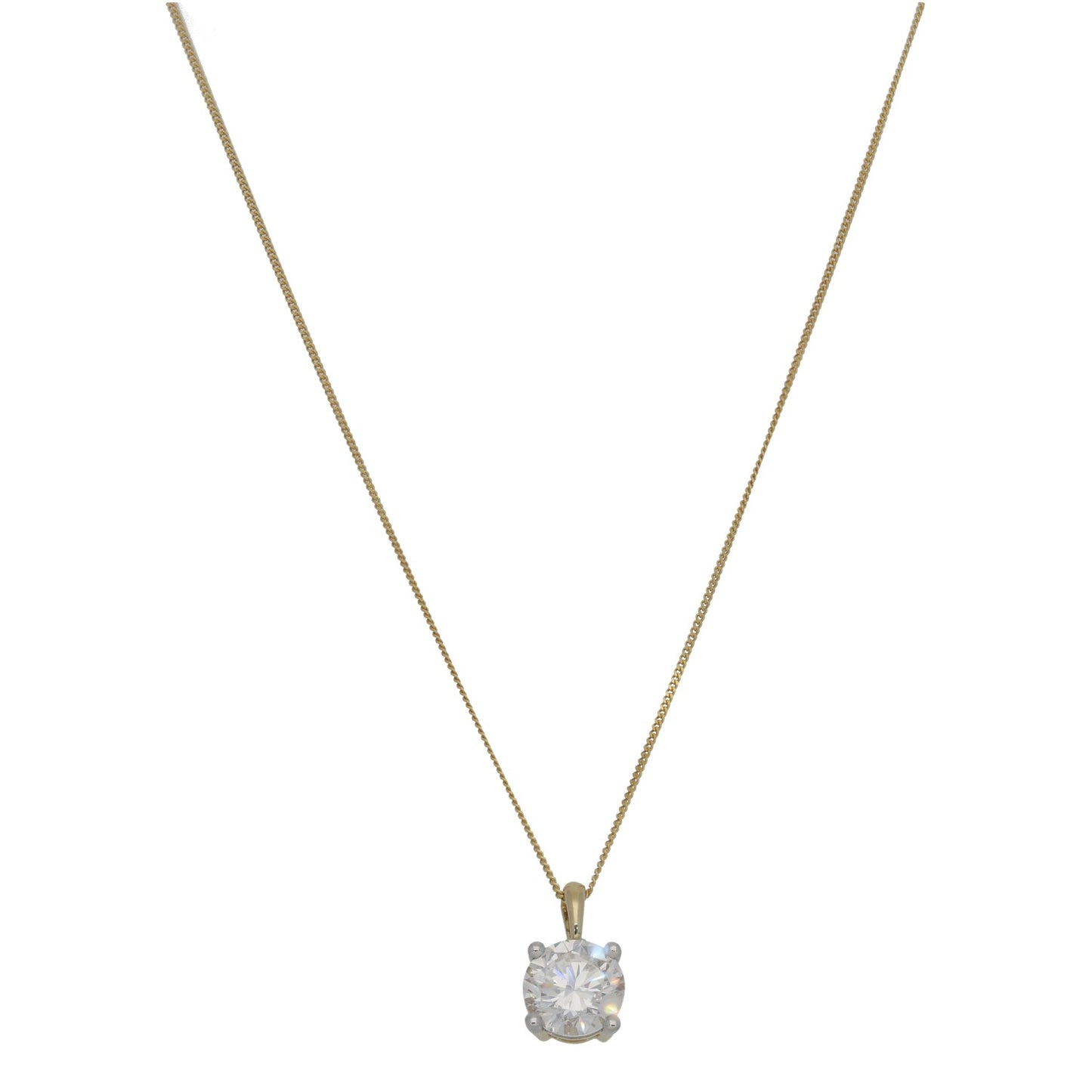 New 9ct Gold 2.00ct Laboratory-Grown Diamond Solitaire Pendant With Chain