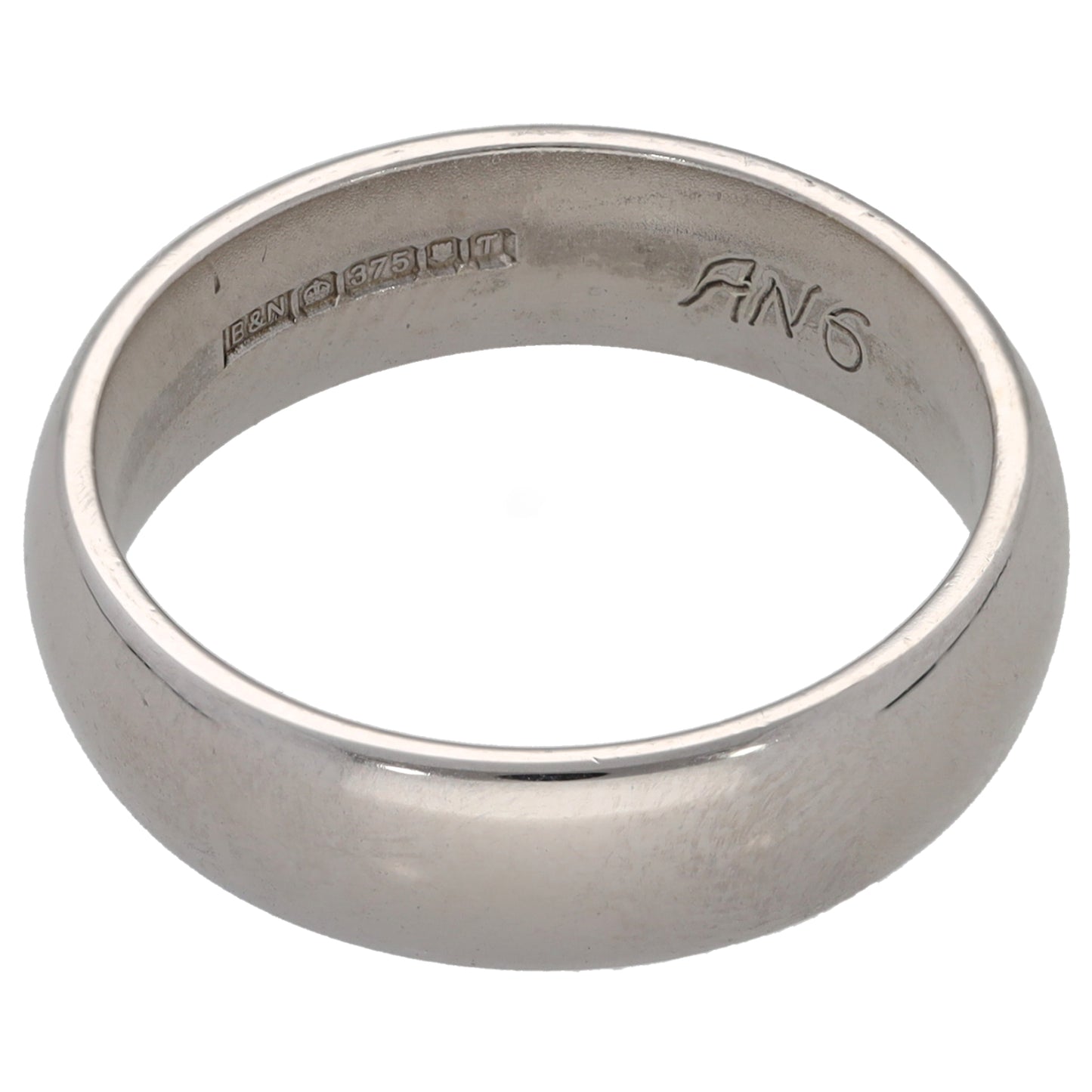 9ct White Gold Plain Wedding Ring Size P