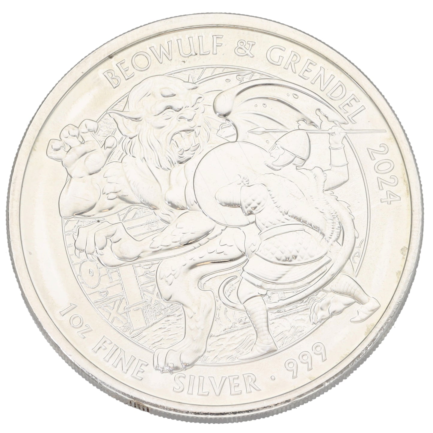 Fine Silver Beowulf & Grendel 1 OZ Coin 2024